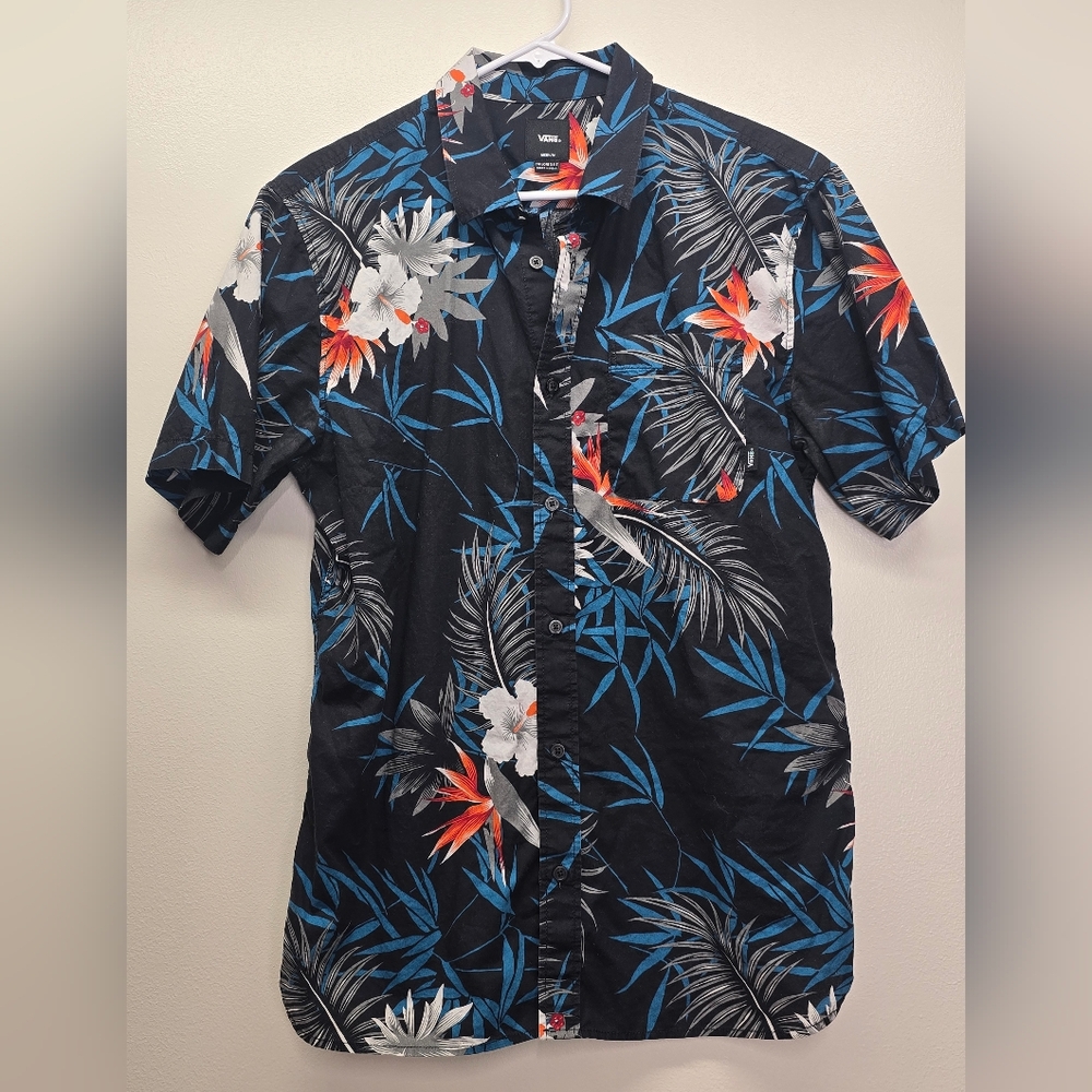 VANS Hawaiian Button Up Shirt Men's M Floral Tropical Beach Skater Cruise